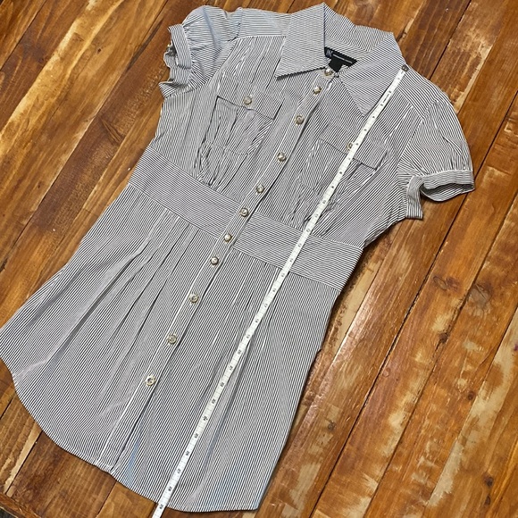INC striped button down blouse with rhinestone buttons - Picture 7 of 8